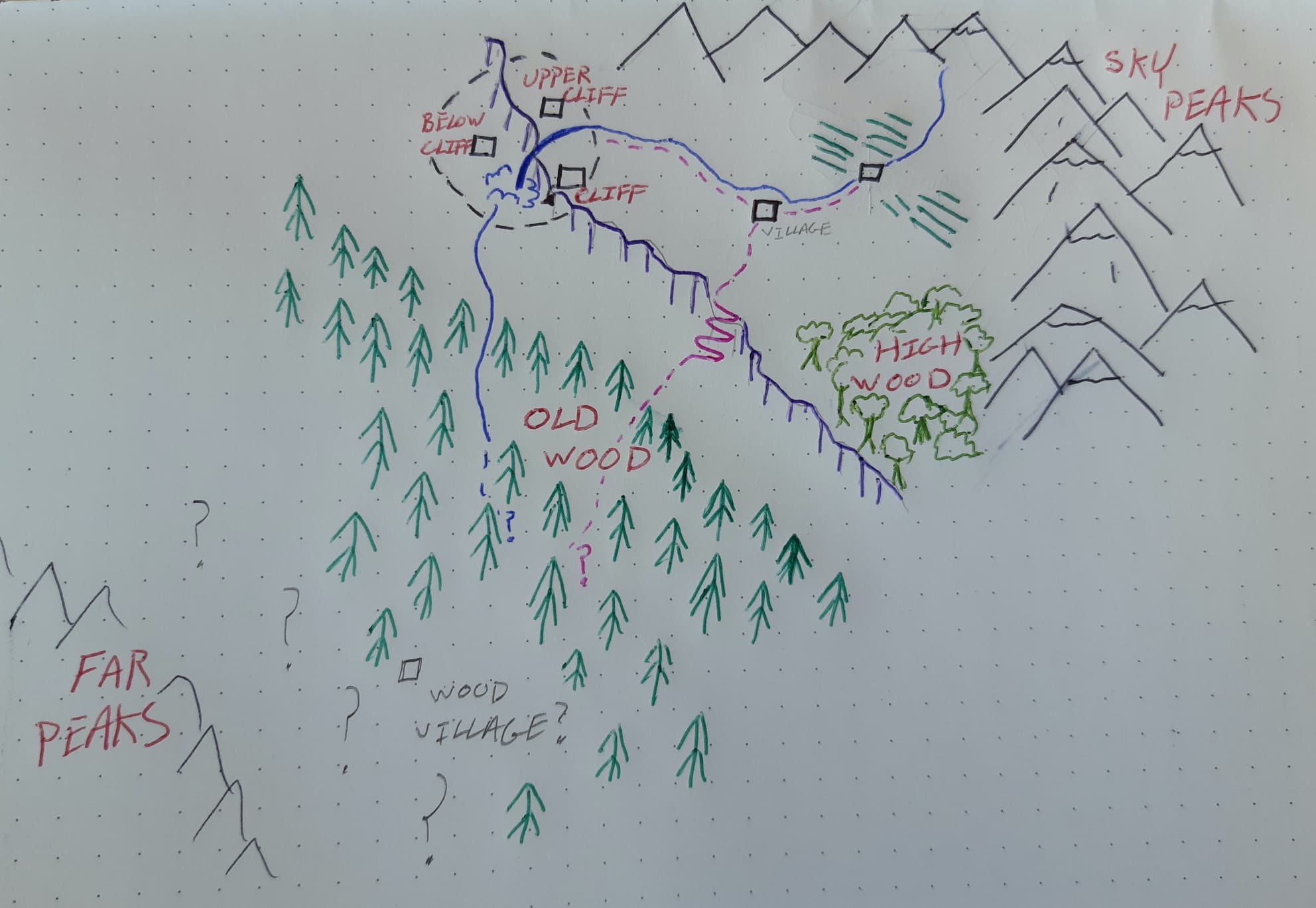 Hand drawn original map of The Fading Lands